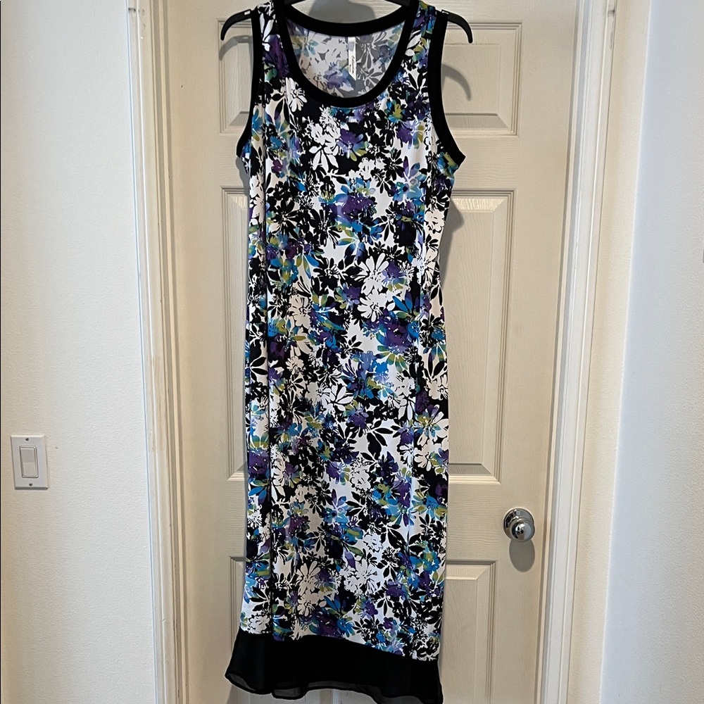 NY Collection Floral Maxi Dress - Black, Blue, White, Purple